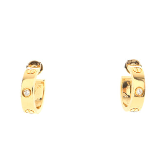Cartier Love 2 Diamond Hoop Earrings 18K Yellow Gold with Diamonds