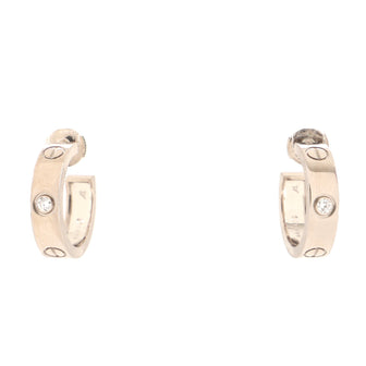Cartier Love 2 Diamond Hoop Earrings 18K White Gold with Diamonds 5.5mm