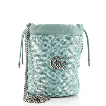 Gucci GG Marmont Bucket Bag Diagonal Quilted Sequins Mini