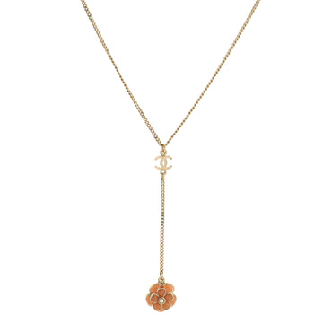 Chanel Camellia Drop CC Necklace Metal and Resin