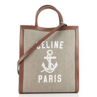 Celine Vertical Cabas Tote Printed Canvas and Leather Small