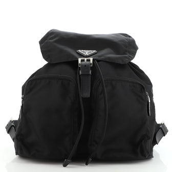 Prada Double Front Pocket Backpack Tessuto Small