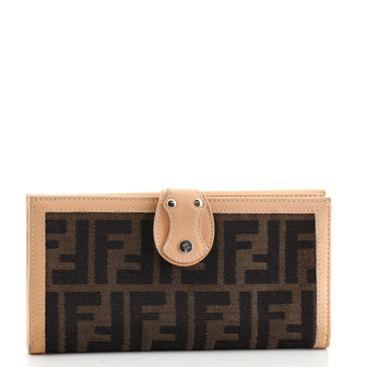 Fendi Tab Wallet Zucca Canvas and Leather Long