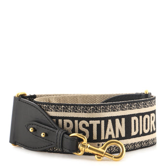 Christian Dior Logo Shoulder Strap Embroidered Canvas
