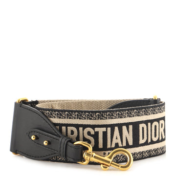 Christian Dior Logo Shoulder Strap Embroidered Canvas
