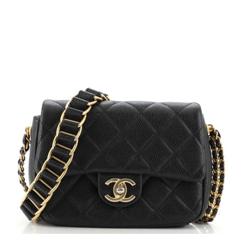 Chanel 2021 Caviar Mini Chain Soul Flap - Blue Mini Bags, Handbags
