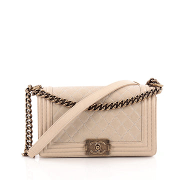 Chanel Boy Flap Bag Quilted Glazed Calfskin Old Medium