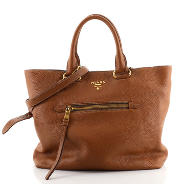 Prada Front Pocket Convertible Tote Vitello Daino Large