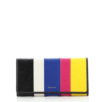 Balenciaga Bazar Flap Wallet Striped Leather Long
