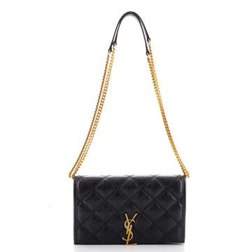 Saint Laurent Becky Chain Wallet Quilted Leather