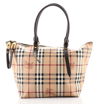 Burberry Salisbury Tote Haymarket Coated Canvas Small