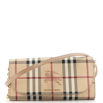 Burberry Henley Wallet on Chain Haymarket Coated Canvas