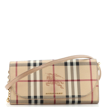 Burberry Henley Wallet on Chain Haymarket Coated Canvas