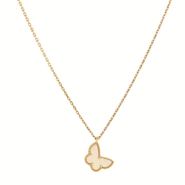 Van Cleef & Arpels Sweet Alhambra Butterfly Pendant Necklace 18K Yellow Gold and Mother of Pearl