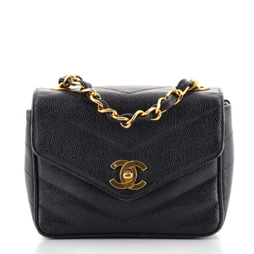 Chanel Vintage Envelope Flap Bag Chevron Caviar Mini
