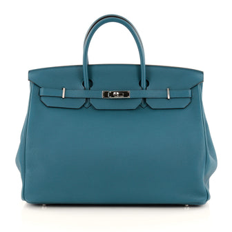Hermes Birkin Handbag Blue Togo with Palladium Hardware 40