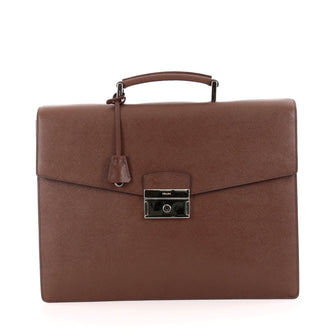 Prada Key Lock Briefcase Saffiano Leather Large