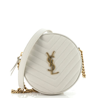 Saint Laurent Vinyle Round Camera Bag Matelasse Chevron Leather