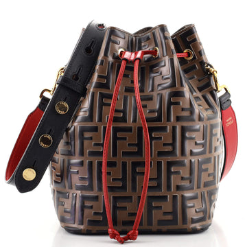 Fendi Mon Tresor Bucket Bag Zucca Embossed Leather Small