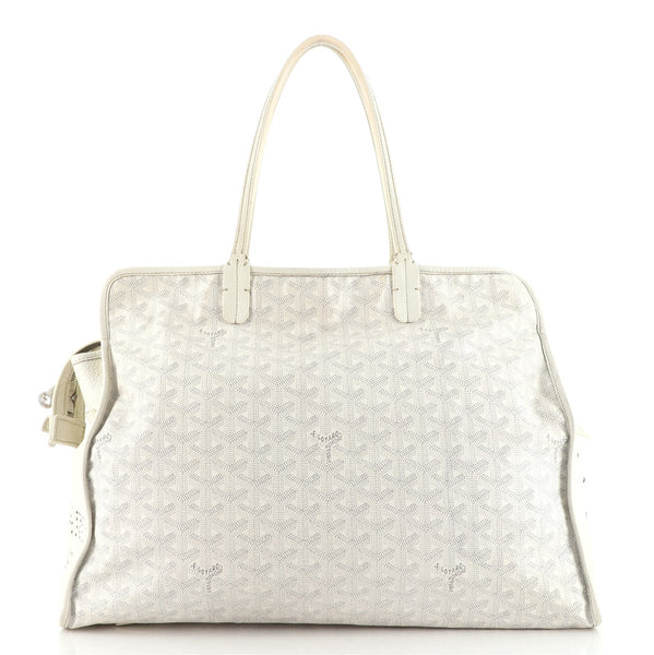 Goyard Hardy Pet Carrier Coated Canvas PM White 1255892