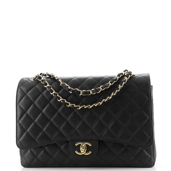 Chanel Classic Double Flap Bag Quilted Caviar Maxi