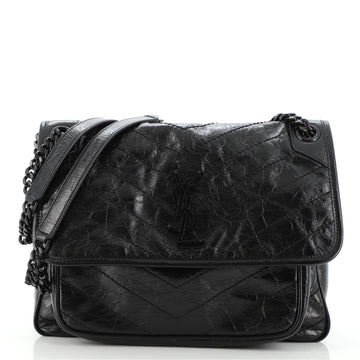 Saint Laurent Niki Chain Flap Bag Matelasse Chevron Leather Medium