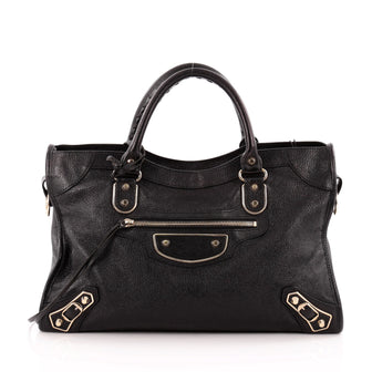 Balenciaga City Classic Metallic Edge Handbag Leather Medium