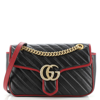 Gucci GG Marmont Flap Bag Diagonal Quilted Leather Small