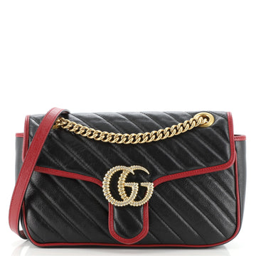 Gucci GG Marmont Flap Bag Diagonal Quilted Leather Small