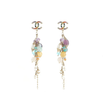 Chanel CC Drop Earrings Metal with Crystals and Beads