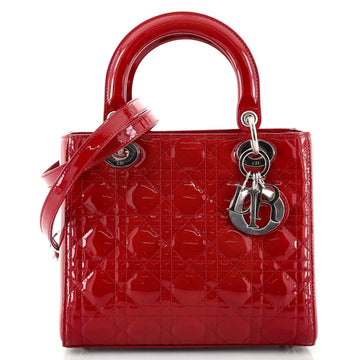 Christian Dior Lady Dior Bag Cannage Quilt Patent Medium