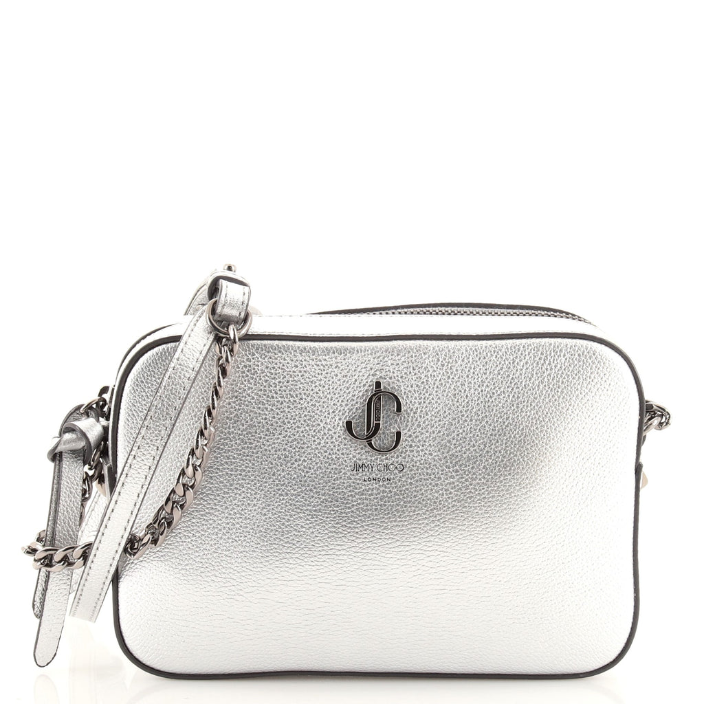 Jimmy Choo Camera Bag Leather Small Silver 1258083