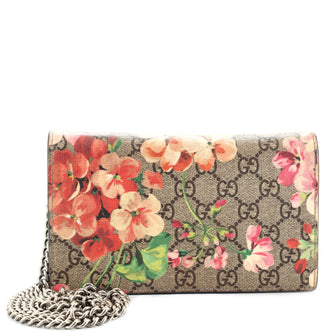 Gucci Chain Wallet Blooms Print GG Coated Canvas