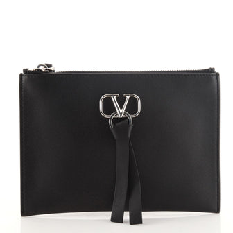 Valentino VRing Zip Pouch Leather Small