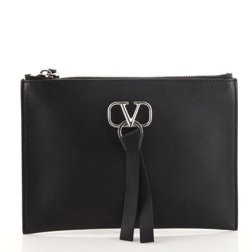 Valentino VRing Zip Pouch Leather Small