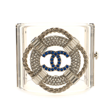 Chanel Lifesaver Cuff Bracelet Lucite with Metal and Crystals