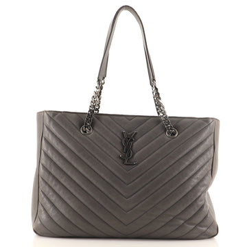 Saint Laurent Classic Monogram Tote Matelasse Chevron Leather Large