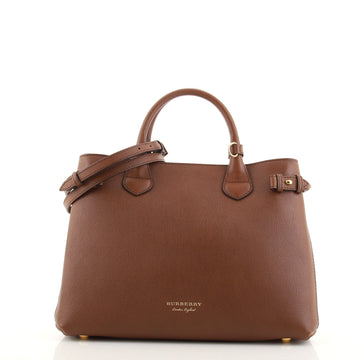 Burberry Banner Tote Leather and House Check Canvas Medium