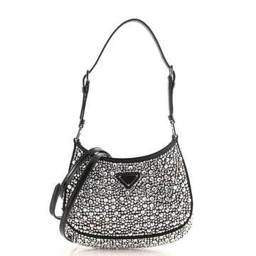 Prada Cleo Shoulder Bag Crystal Embellished Satin Small
