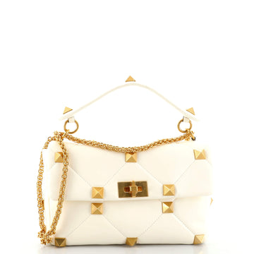 Valentino Roman Stud Flap Bag Quilted Leather Large