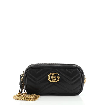 Gucci GG Marmont Triple Zip Chain Bag Matelasse Leather Mini