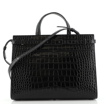 Saint Laurent Manhattan Tote Crocodile Embossed Leather Small