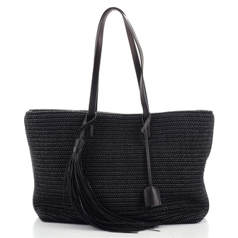 Saint Laurent Shopper Tote Woven Raffia East West