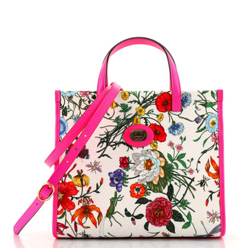 Gucci Convertible Open Tote Flora Canvas Small