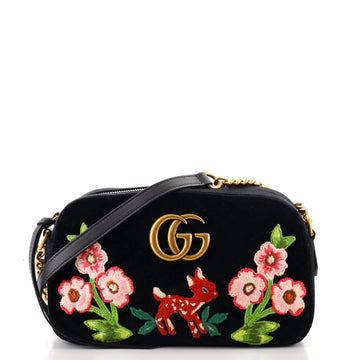 Gucci GG Marmont Flap Bag Embroidered Matelasse Velvet Small