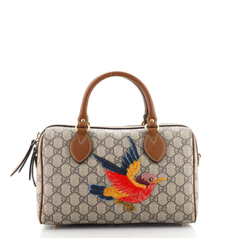 Gucci Convertible Boston Bag Embroidered GG Coated Canvas Small