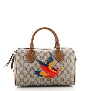 Gucci Convertible Boston Bag Embroidered GG Coated Canvas Small
