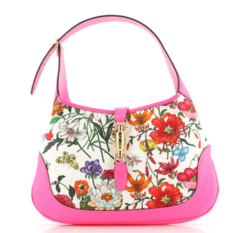 Gucci Jackie Hobo Flora Canvas with Leather Medium