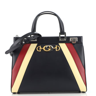 Gucci Zumi Top Handle Bag Striped Leather Medium