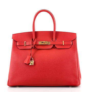 Hermes Birkin Handbag Red Epsom with Gold Hardware 35